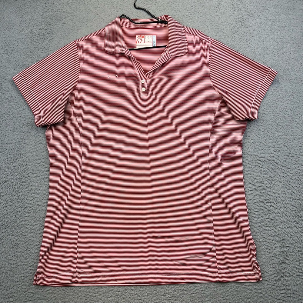Chick Fil A Uniform Shirt Womens XL Red White Striped Stretch Hydrochill Work - Picture 2 of 12
